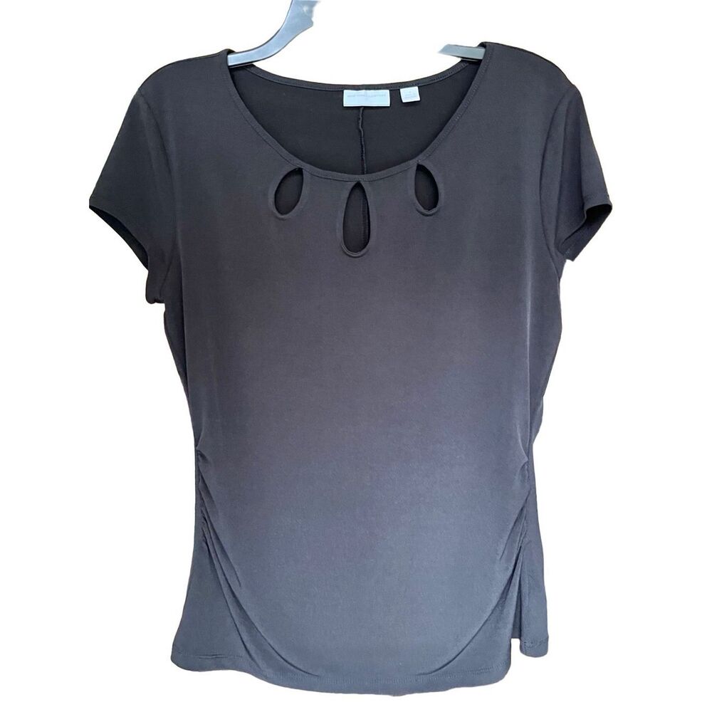 New York & Co Short Sleeve Tshirt Top - Black - Sz Med